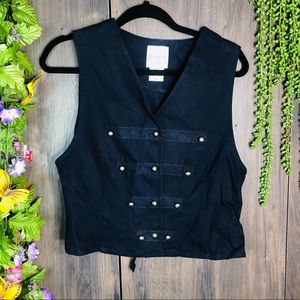 ‘🌼3/$30🌼Jessica Tierney Navy Blue Buttoned Sleeveless Vest Size Small